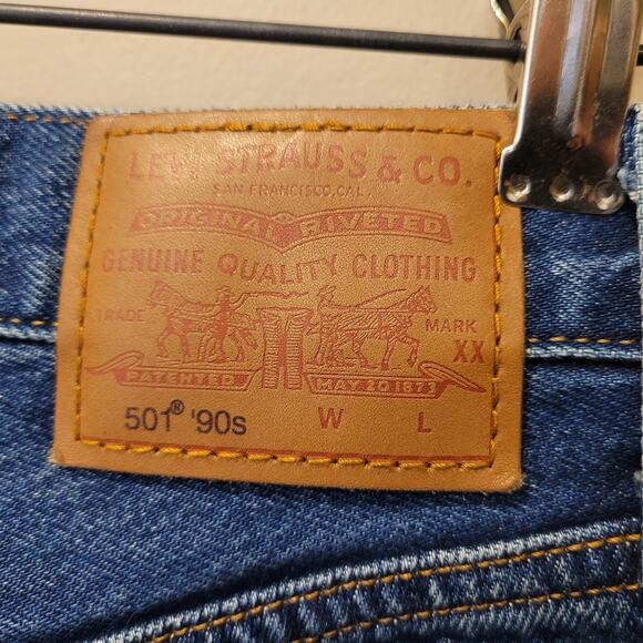 Levis Women 501 90s Selvedge Button Fly Straight Leg Blue Denim Jeans 24 X 30 - Picture 9 of 16